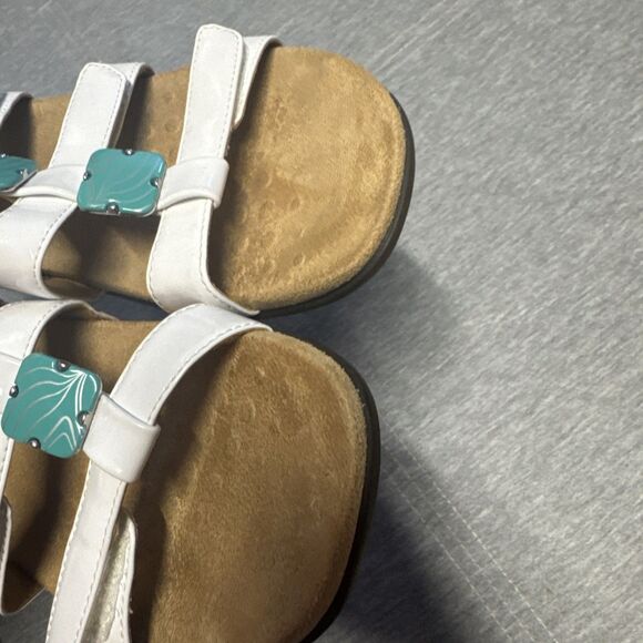 Vionic Amber Sandals Womens Size 7 Strappy Patent Leather White Aqua Gems - Picture 7 of 8